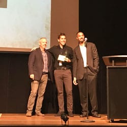 Jarrod Anderson (center), a Regent University student who received Best Picture for his film, “Changing Jane,” at the Poe Film Festival.