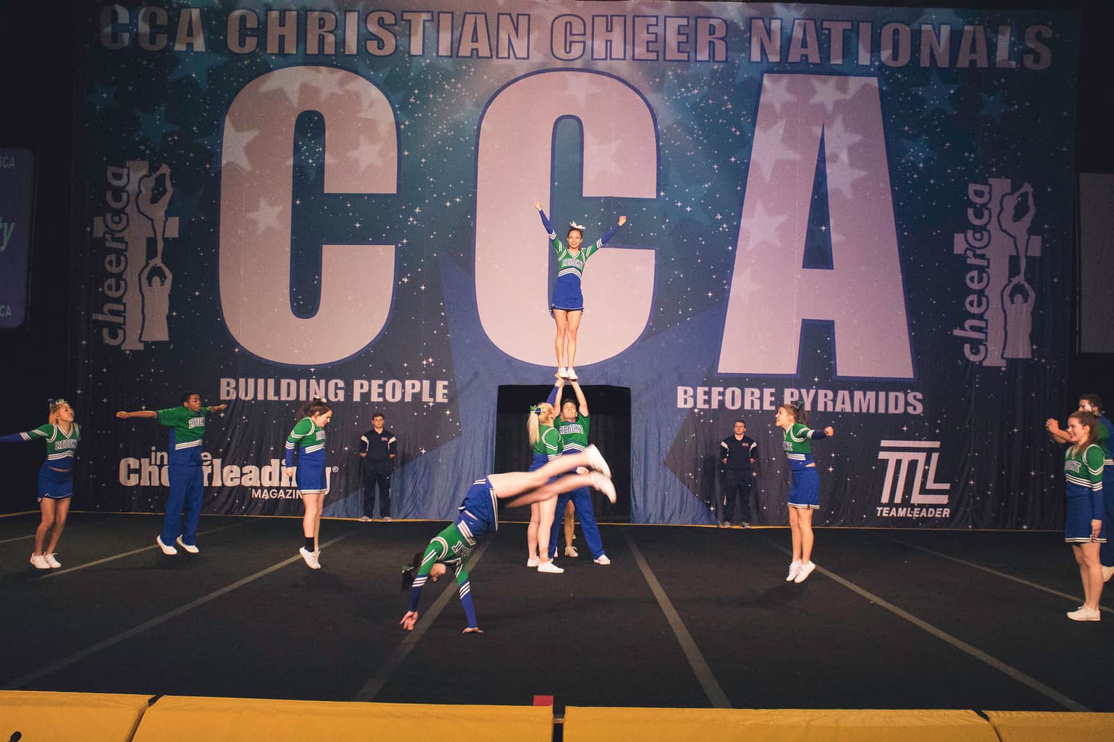 Regent Royals Cheerleaders at the 2018 Christian Cheerleaders of America (CCA) National Competition.