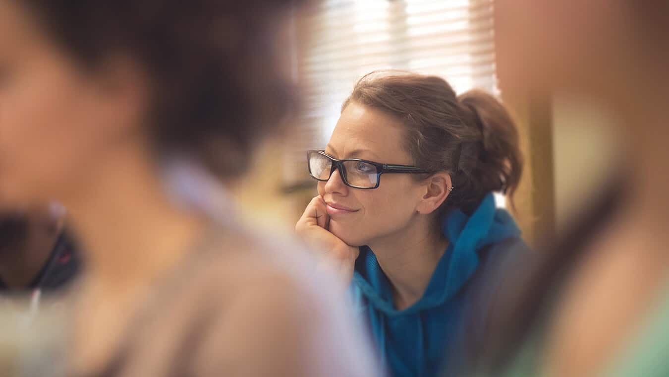 A student in class: The master's in instructional design and technology equips you to develop instructional strategies.