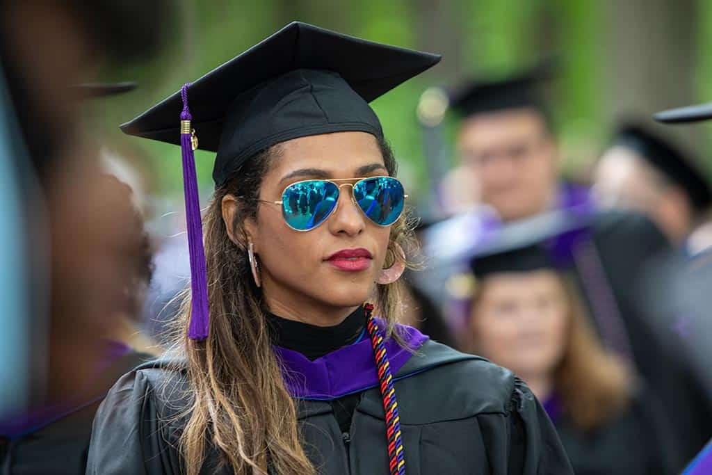A graduate at Regent University’s 2019 commencement ceremony.