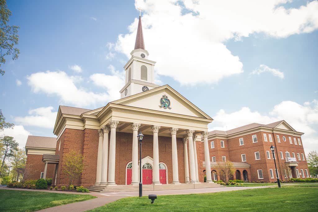 The beautiful chapel of Regent, a premier Christian university located in Virginia Beach, VA, USA.