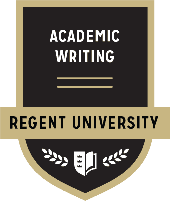 The Academic Writing badge of Regent University.