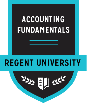 The Accounting Fundamentals badge of Regent University.