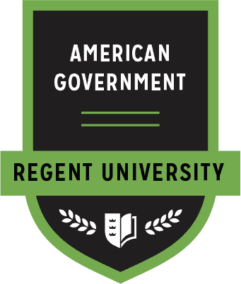 The American Government badge of Regent University.