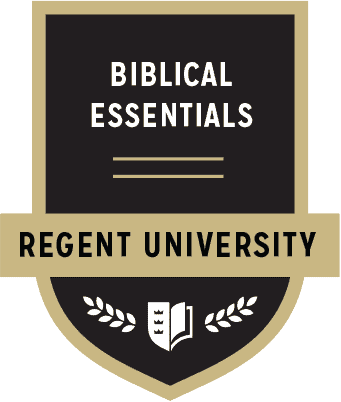 The Biblical Essentials badge of Regent University.