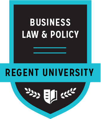 The Business Law and Policy badge of Regent University.