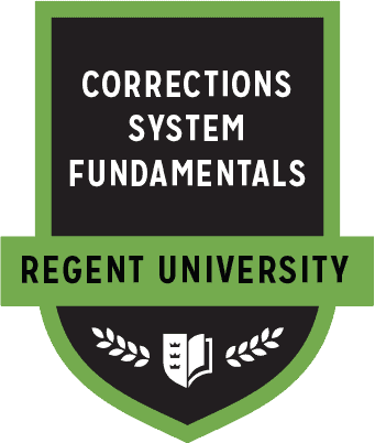 The Corrections System Fundamentals badge of Regent University.