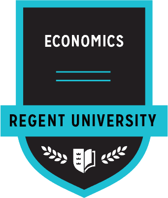 The Economics badge of Regent University.