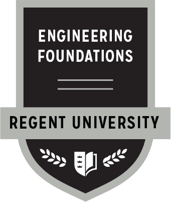 The Engineering Foundations badge of Regent University.