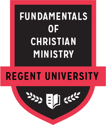 The Fundamentals of Christian Ministry badge of Regent University.