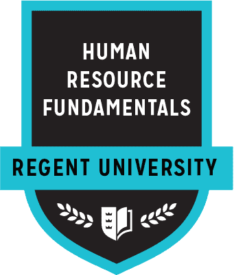 The Human Resource Fundamentals badge of Regent University.
