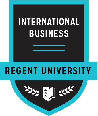 The International Business badge of Regent University.