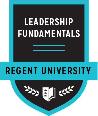 The Leadership Fundamentals badge of Regent University.