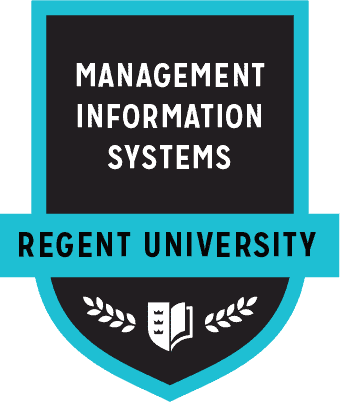 The Management Information Systems badge of Regent University.