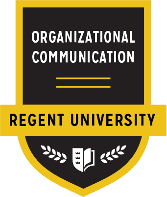 The Organizational Communication badge of Regent University.
