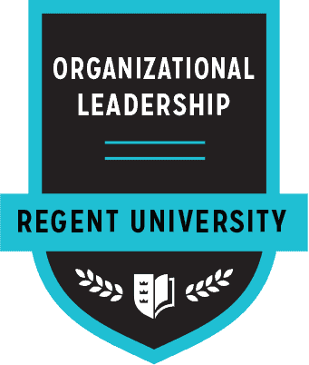 The Organizational Leadership badge of Regent University.