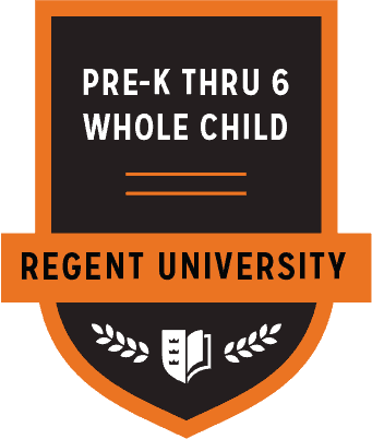 The Prek-6 Whole Child badge of Regent University.