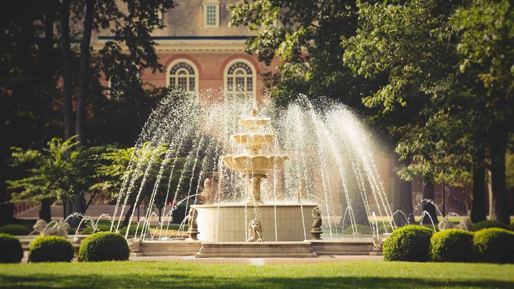 The fountain at Regent University's beautiful campus in Virginia Beach, VA 23464.
