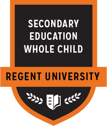 The Secondary Ed. Whole Child badge of Regent University.