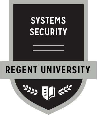 The Systems Security badge of Regent University.
