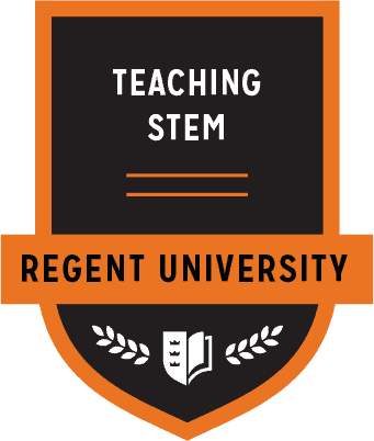 The Teaching Stem badge of Regent University.