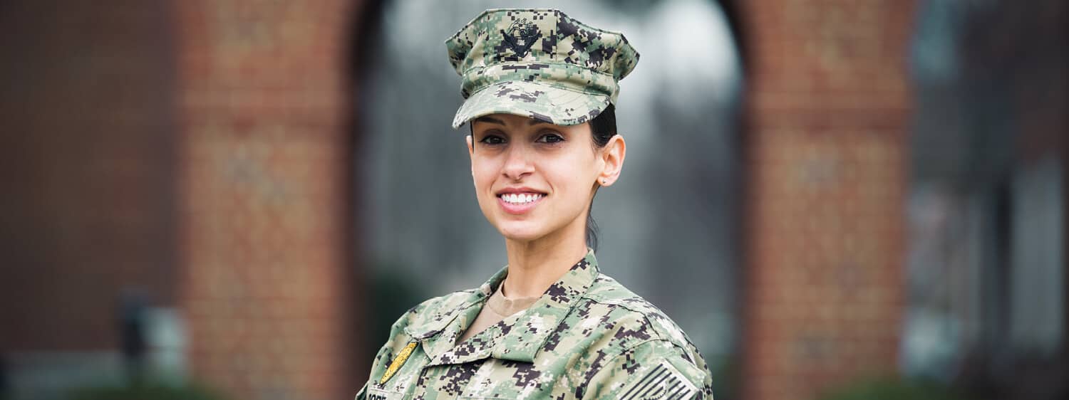 Natasha Moore, a military veteran student of Regent University, Virginia Beach.