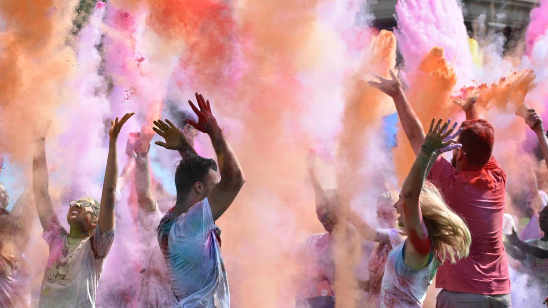 Students enjoy a color run at Regent, a university that offers a range of student organizations and leadership opportunities.