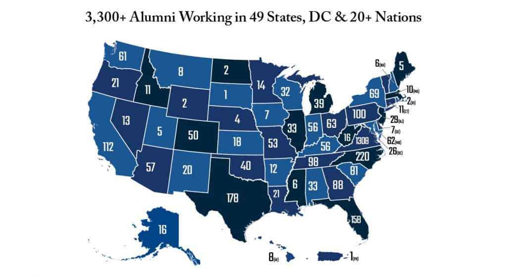 Regent University Law alumni map