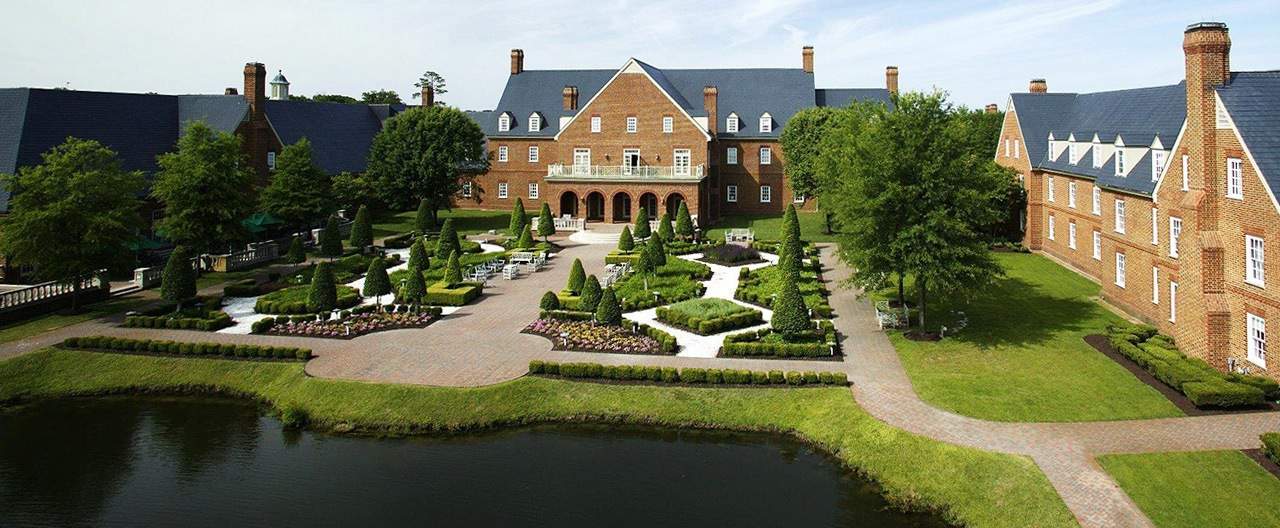 A view of Founders Inn, located on Regent University's campus in Virginia Beach.