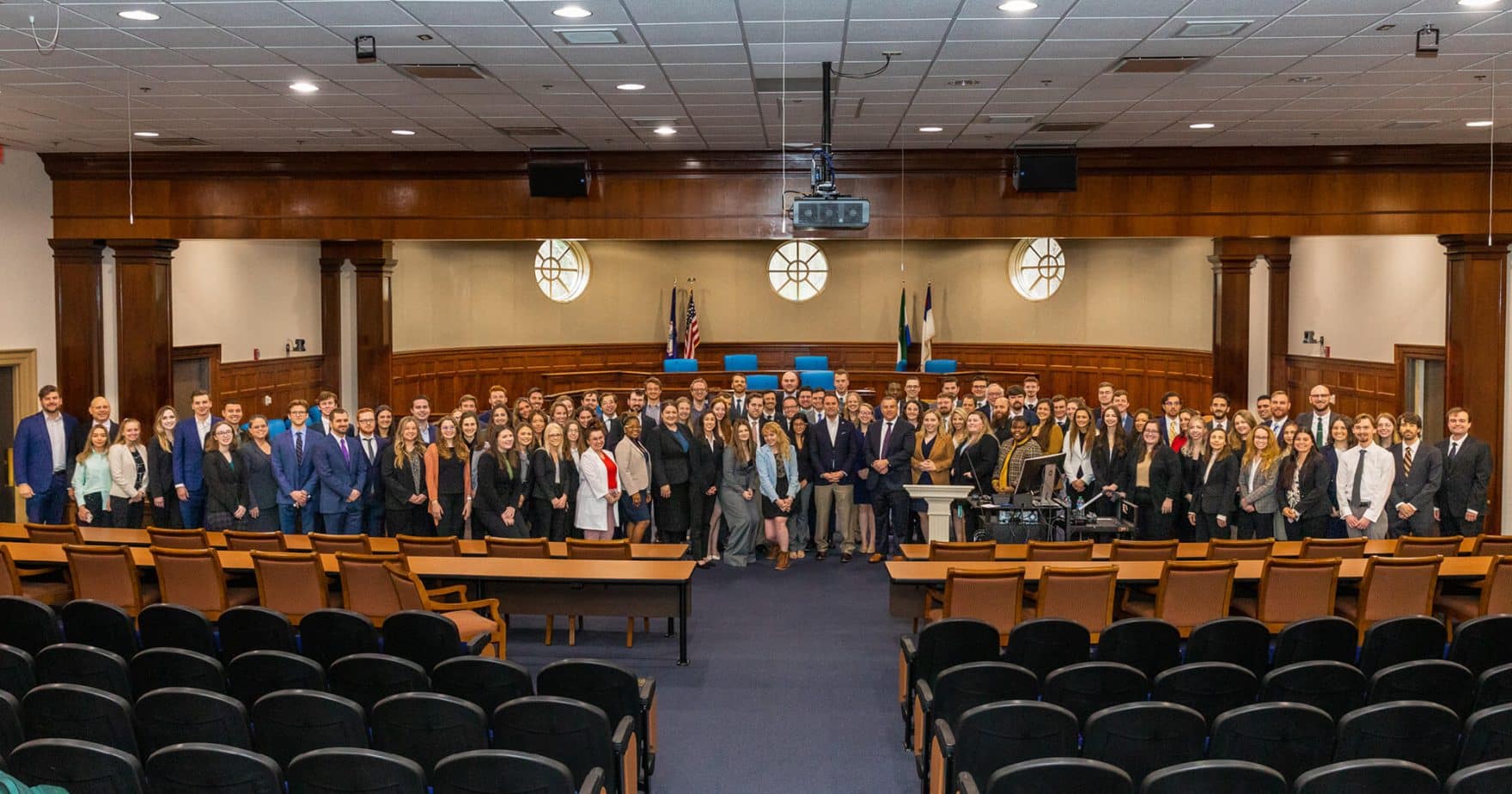 Attorney General Jason Miyares with Regent law school students and faculty at Regent University Virginia Beach.