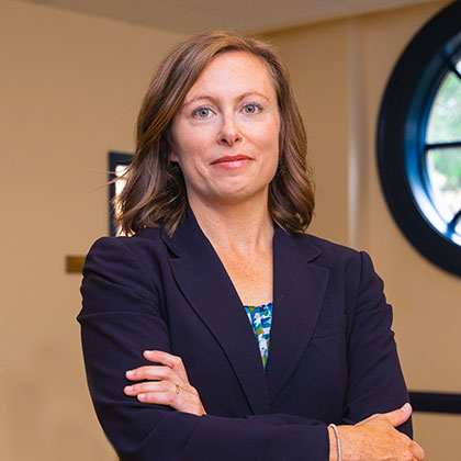 Headshot of Meg Kelsey, assistant director of the Center for Global Justice in the School of Law located on Regent University's Virginia Beach campus.