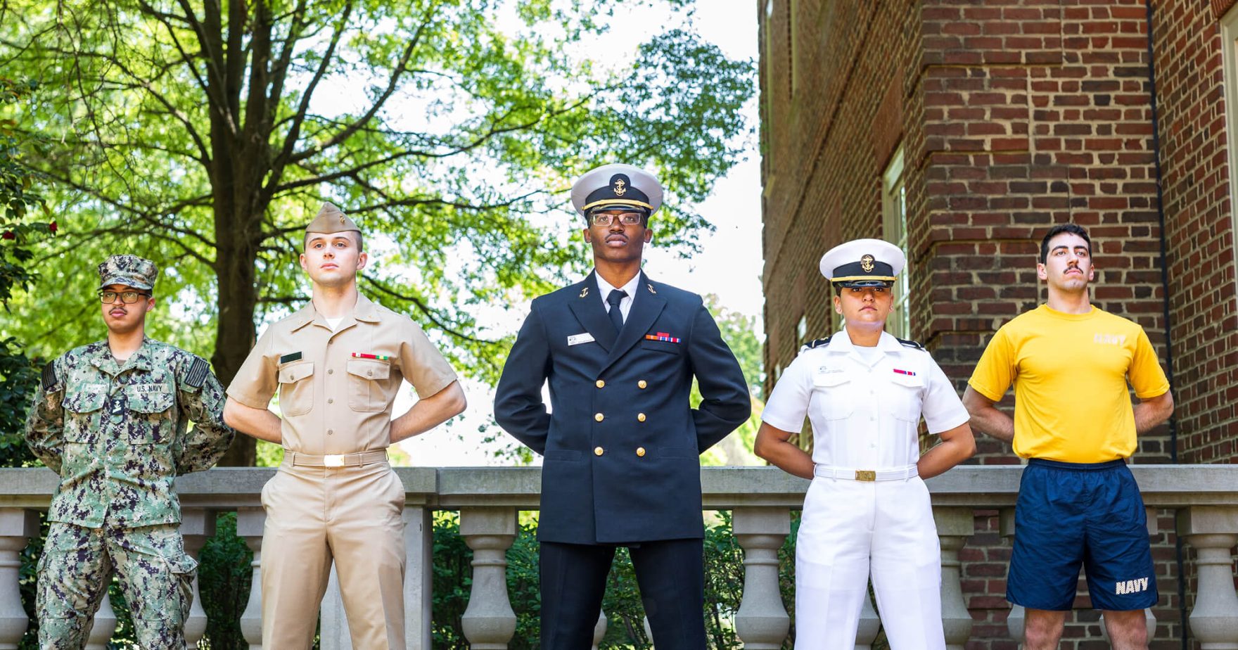 A group of five Regent University students that are military affiliated.