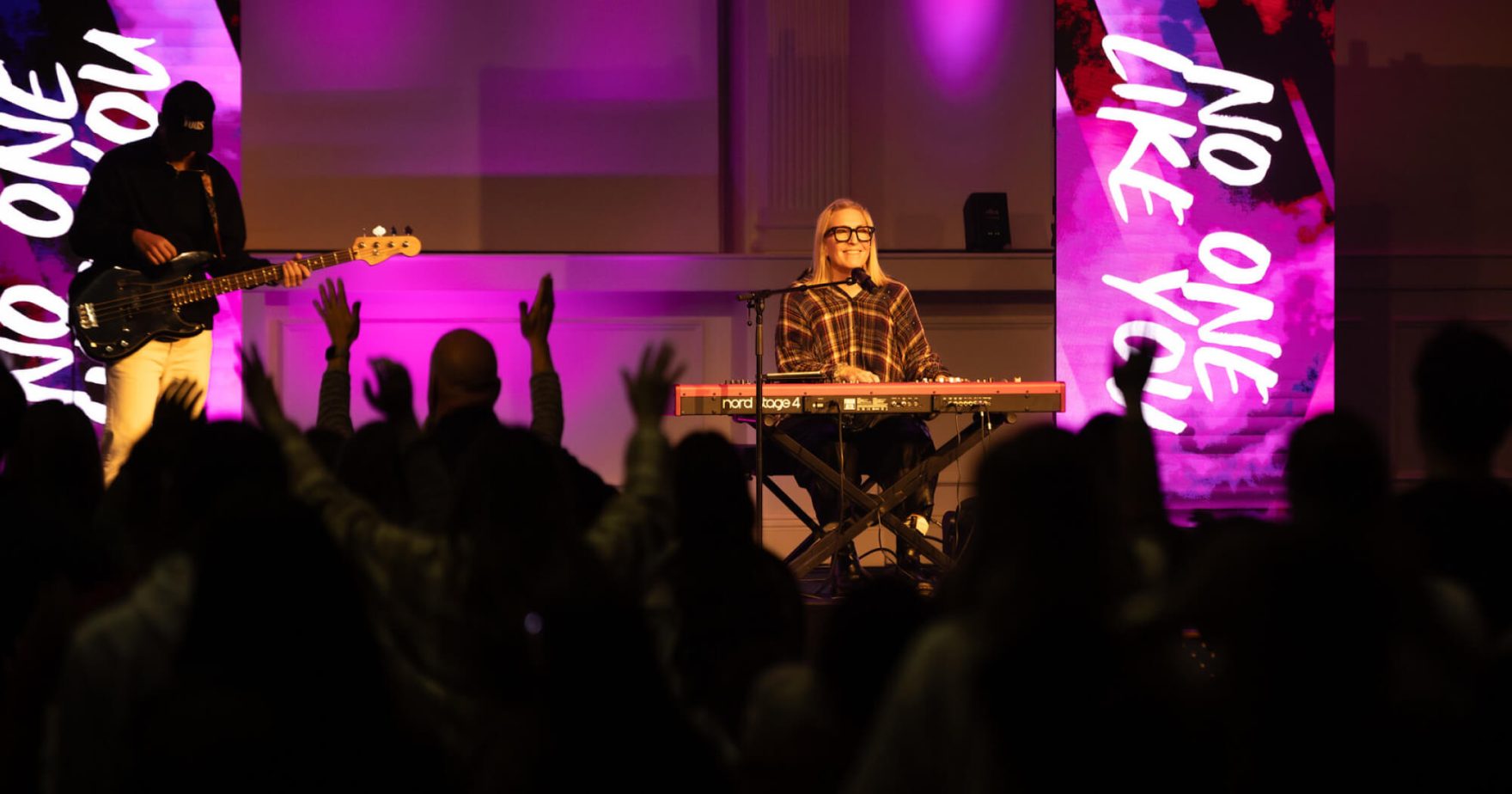 Singer Rita Springer in worship concert at Regent University for College Preview Weekend visitors.