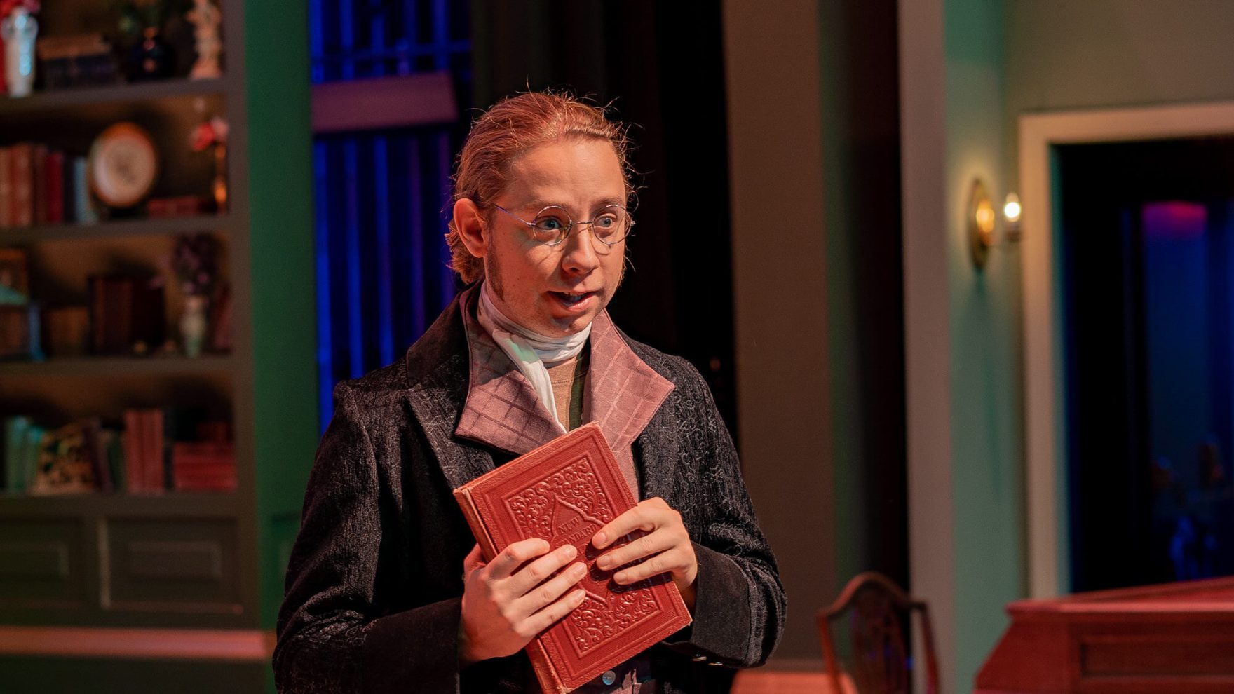 An actor in a production: Virginia Beach local community theater auditions with Regent University.