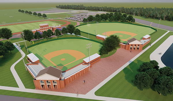 Aerial view of the new Regent University Athletic & Fitness Center