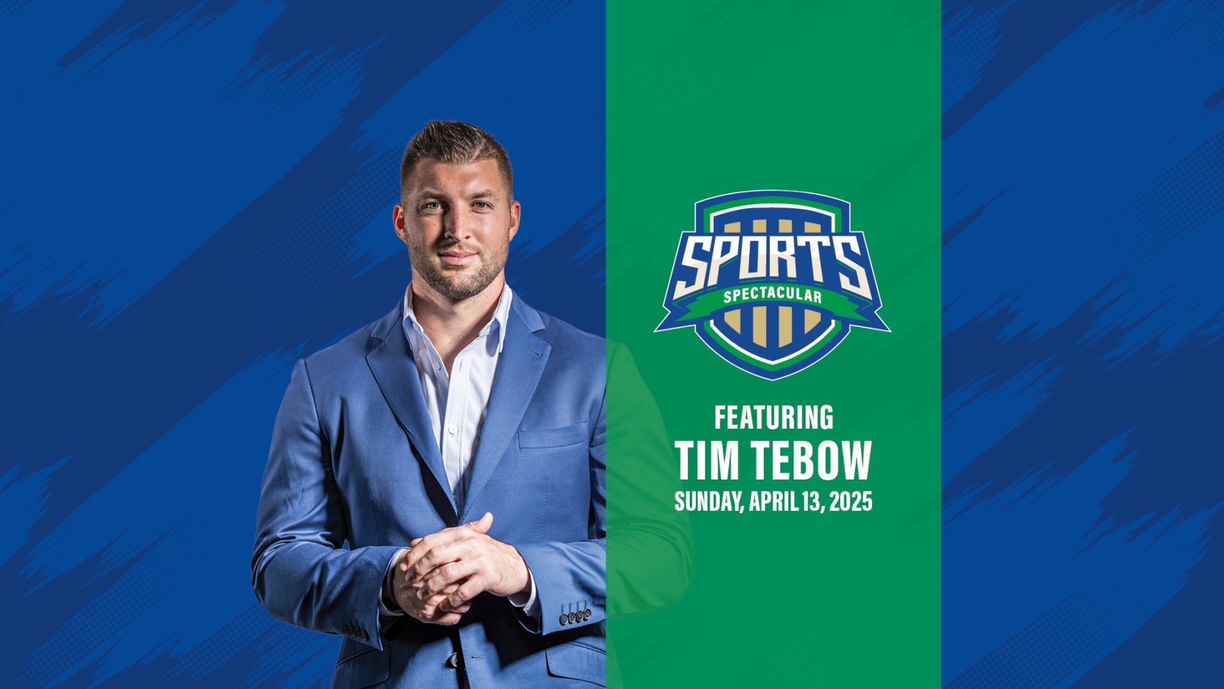 Tim Tebow on a blue background