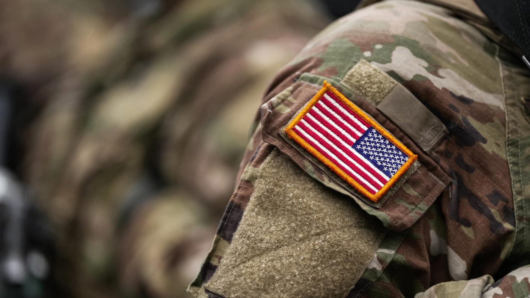 military uniform sleeve with American flag on it.