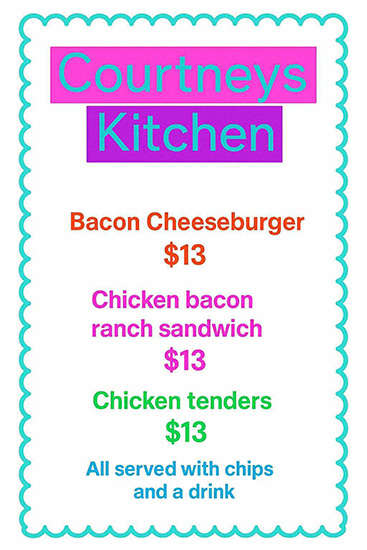 Regent University Royals Fest Food Truck Menu for Courtney's Kitchen