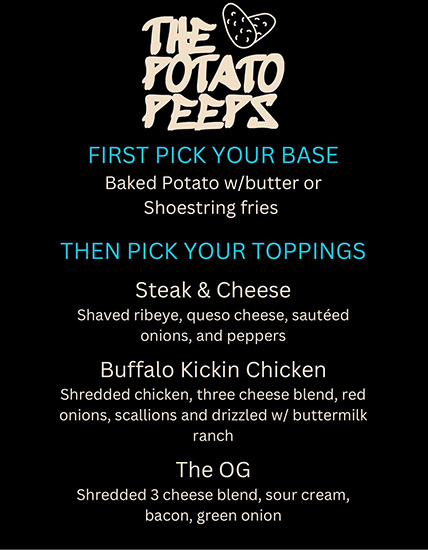 Regent University Royals Fest Food Truck Menu for The Potato Peeps