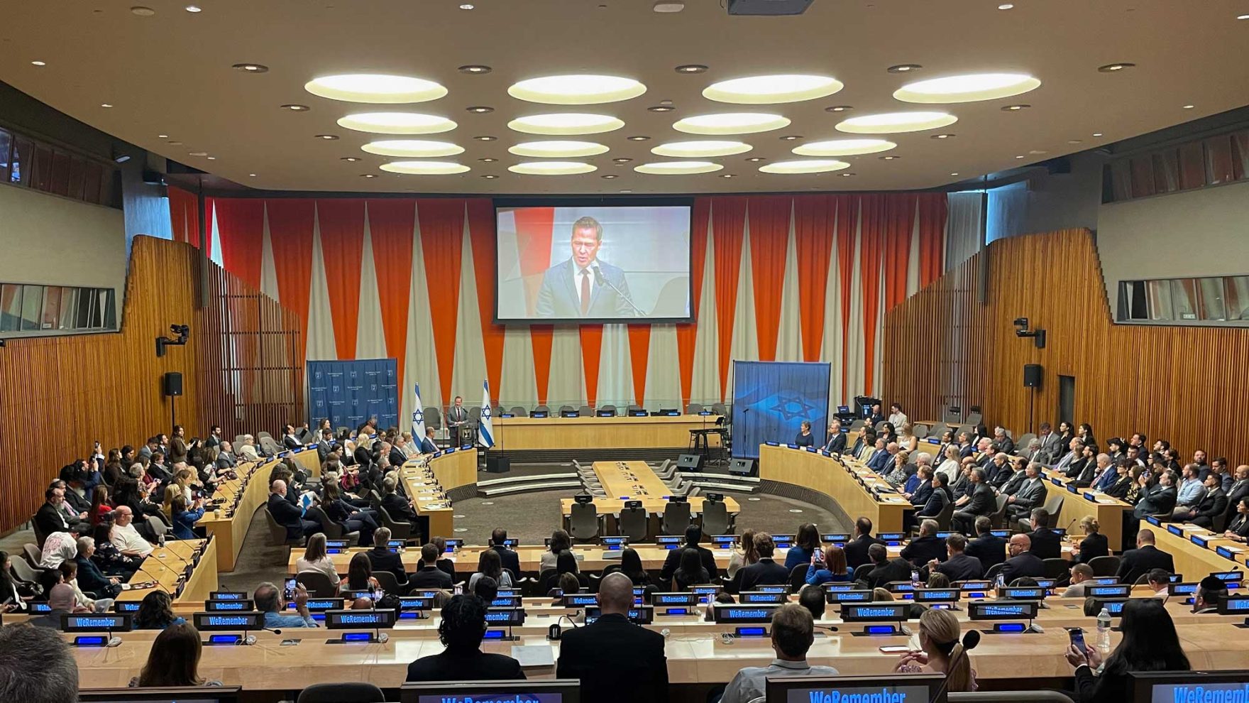 Regent University students visiting the Consulate General of Israel in a room for an October 7 Commemoration held at the United Nations in New York City.