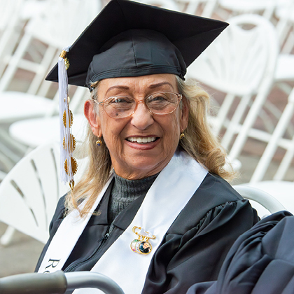 Regent University Alumna Ohilda Mirabel at her Commencement ceremony in 2026.