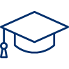 Blue icon of a graduate cap