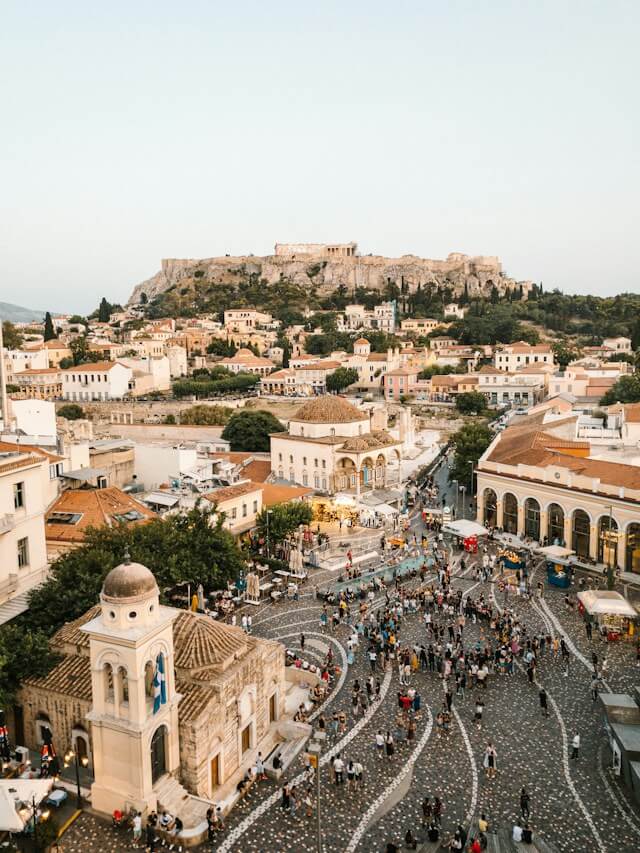 Monastiraki Square with the Acropolis in the background, Athens