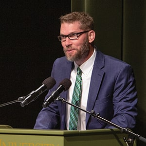 Charles Martin speaking at Regent University School of Communication and Arts commissioning service