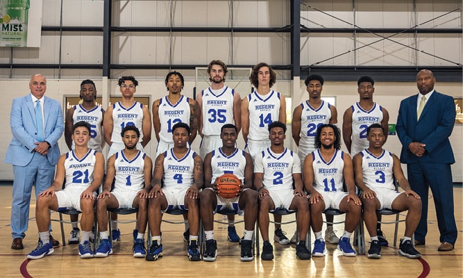 Regent Royals men's basketball team photo with coaches