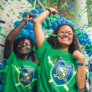 Students celebrating Regent Royals team name reveal
