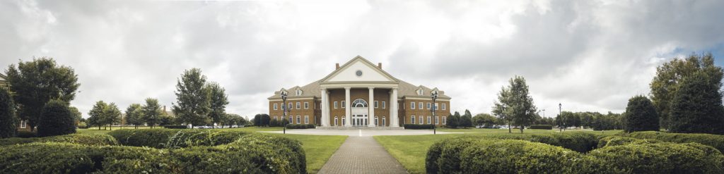 Regent University Communication and Performing Arts Center panoramic exterior view