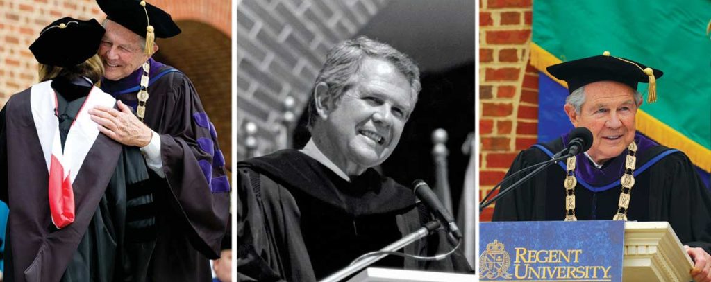 Photo collage of Dr. M.G. "Pat" Robertson.